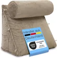 ELONEO Rückenkissen mit Nackenrolle für Bett & Sofa 55x50x30cm, waschbarer Bezug