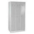 ADB Umkleideschrank, Metall Kleider-Spind, Garderobenschrank, Spint, 3-türig, Lichtgrau, 1775x890x500 mm, Schließfach-Schrank, Hergestellt in der EU