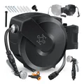 KESSER Schlauchtrommel mit Gartenschlauch Wasserschlauchtrommel zur Wandmontage Wandhalterung 180° schwenkbar & automatische Aufrollung Wand-Schlauchbox inkl. 7-Funktionen Handbrause