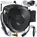 KESSER Gartenschlauch Wasserschlauchtrommel 180° schwenkbar & automatische Aufrollung, (Inklusive ergonomischer 7-Funktionen-Power-Handbrause), Schlauchtrommel mit Gartenschlauch zur Wandmontage Wand-Schlauchbox schwarz 30 m