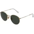 Ray-Ban RB 3447 ROUND METAL Herren-Sonnenbrille Vollrand Rund Metall-Gestell, Gold