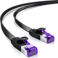 deleyCON 10m RJ45 Patchkabel Flachkabel mit CAT7 Rohkabel Netzwerkkabel Ethernetkabel Slim U/FTP Gigabit Ethernet Lan Kabel Kupfer - Schwarz