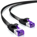 deleyCON 10m Flaches Cat7 Netzwerkkabel (Cat 7 mit 10 Gbit/s) Gigabit LAN - RJ45 Ethernet Patchkabel Verlegekabel Flach - für Internet Switch Router Modem Patchpanel - Schwarz