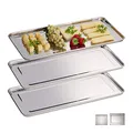 Relaxdays Servierplatte, 3er Set, Edelstahl, spülmaschinenfest, Wurst, Käse, Party, Schlemmerplatte, 45,5x22 cm, silber