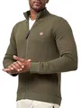 Indicode Herren Bermie Sweatjacke mit Stehkragen | Cardigan Herrenjacke Sweater Männer Army, S