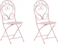 BELIANI Gartenstuhl 2er Set Rosa Eisen Zusammenklappbar Antik-Optik Französisch Romantisch Verschnörkelt Balkon Outdoor Terrasse Ausstattung Möbel