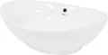 LuxeBath Waschbecken Aufsatzwaschbecken Oval, 59x39x20 cm, Weiß, aus Keramik