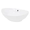 ECD Germany Waschbecken Waschtisch 590x390x200 mm Weiß aus Keramik Oval - Aufsatzbecken Aufsatzwaschbecken Handwaschbecken Aufsatzwaschtisch Spülbecken Becken Wasserfall Waschschale Waschschüssel