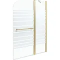 BELIANI Badewannenaufsatz Gold Sicherheitsglas u. Aluminiumprofil 140 Hoch 100 cm Breit 2-Teilig mit Schwingtür Griff Festteil Modern für Badezimmer - Transparent/Gold