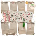 Adventskalender Set Kreatives DIY Bastelset 24 Tüten, Stickerbögen & Holzklemmen