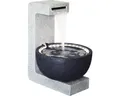 Design Gartenbrunnen mit runder Schale 52x44x65 cm Kunststein grau inkl. Schlauc