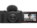 SONY ZV-1F Vlogging Kamera, Klapp- und drehbares Display, 4K Digitalkamera Schwarz, - opt. Zoom, Extra fine TFT LCD Selfie-Touchdisplay, WLAN