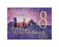 JUNAPACK Einladungskarten Pferd Einladungen zum Kindergeburtstag Fohlen lila Mädchen, Einladungskarten zum 8. Geburtstag mit Pferd Motiv
