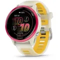 Garmin Forerunner 570 - 42 mm Bone/Himbeerrot Aluminium mit Schnellwechsel-Silikon-Armband 20 mm Transparent Bone/Mango