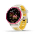 Garmin® Forerunner® 570, 42 mm, fortschrittliche GPS-Lauf- und Triathlon-Smartwatch, AMOLED-Display, Trainings- und Erholungsfunktionen, Himbeer-Aluminium mit durchscheinendem Knochen-/Mango-Band