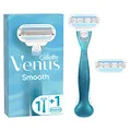Gillette Venus Smooth Rasierer Damen, Damenrasierer + 2 Rasierklingen mit 3-fach Klinge, Frauen Geschenk