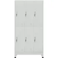 vidaXL Schließfachschrank mit 6 Fächern Stahl 90x45x180 cm Grau