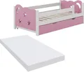 Kinderbett Vitalispa Jessica Rosa 70x140 cm mit Schublade und Matratze, Model 40339