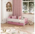 VitaliSpa® Kinderbett Jessica, Rosa/Weiß, 70x140 cm mit Schublade und Matratze (3-tlg)