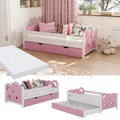 Kinderbett Einzelbett Juniorbett Jessica Weiß Pink 140x70 cm Matratze VitaliSpa