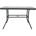 VCM Gartentisch aus Glas und Metall | Esstisch | Maße ca. H. 70 x B. 110 x T. 55 cm | Anthrazit | Balkontisch Gartenmöbel 110x55 - Transparent