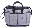 QHP Putztasche grau, 36x21x27 cm, wasserabweisend, 20L, viele Fächer, abnehmbares Schulterband, Standfüße