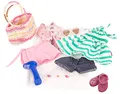 Götz 3401754 Kombination Sommerspaß - Puppenbekleidung Gr. XL - 10-teiliges Bekleidungs- und Zubehörset für Stehpuppen mit Einer Größe von 45-50 cm
