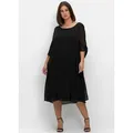 Sheego Etuikleid Chiffonkleid schwarz 58