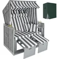 tectake® Strandkorb Sylt 115 x 158 x 78 cm - Grau