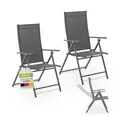 Juskys Gartenstuhl Calena 2er Set - 7-fach verstellbare Rückenlehne mit Klappfunktion - Anthrazit