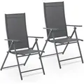 Juskys Gartenstuhl Campingstuhl Calena 2er Set Klappbar Verstellbar Anthrazit