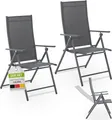 Juskys Gartenstuhl Calena 2er Set - 7-Fach verstellbare Rückenlehne - Anthrazit