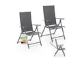 Juskys Gartenstuhl Calena 2er Set - 7-fach verstellbare Rückenlehne mit Klappfunktion - Anthrazit