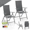 Juskys Gartenstuhl Calena 2er Set Anthrazit - 7-Fach verstellbar & klappbar - pulverbeschichteter Stahl, atmungsaktiv