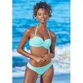 Bügel-Bandeau-Bikini S.OLIVER, Damen, Gr. 38, Cup C, grün (mint, weiß), Microfaser, Recycling-Polyamid, gestreift, Bikini-Sets, in getwisteter Optik