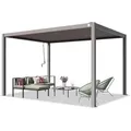 Primeyard Pergola 3x4 M Aluminium-pfosten Mit Lamellendach Aus Stahl Graue Terrassenüberdachung