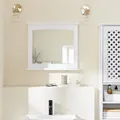 SoBuy Badezimmerspiegel Hängeschrank Spiegelschrank Bad Weiß – Wandspiegel mit Ablage aus E1 MDF & Glas, Badschrank Hängend für Badezimmer BZ... - Weiß