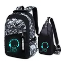 Asge 128-1 Oxford-gewebe Schulrucksack für Jungen Schulrucksack Druck Rucksack Jugendlichen Schultasche Outdoor Reflektierender Daypack, Grau, M