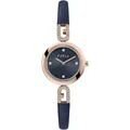Damenuhr FURLA BANGLE WW00010011L3 Edelstahl Gold Rose Leder Blau