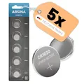 ABSINA CR1620 3V Lithium Knopfzelle 5er Pack - CR 1620 Knopfbatterie auslaufsicher & Lange Haltbarkeit für Autoschlüssel, Uhr und vieles mehr - 3 Volt Batterien