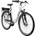 ZÜNDAPP Z502 E Bike Damen 28 Zoll Pedelec 155-180 cm Elektrofahrrad 7 Gang Damenfahrrad 522 Wh E Fahrrad (weiß/lila, 50 cm)