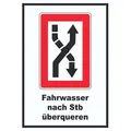 HB-Druck Hinweisschild Fahrwasser nach Steuerbord zu überqueren Symbol und Text, wetterfest, stabil, UV-beständig, kratzfest DIN-A3 297x420mm selbstklebend