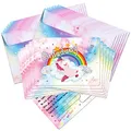 TOBJA® 12x Einladungskarten Kindergeburtstag Einhorn inkl. Umschläge - Einladung für Kinder mit echtem Glitzer | Einladungskarten Geburtstag Mädchen | Auch zur Einschulung o. Partyeinladungen