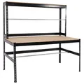 Packstation HWC-J84, Packtisch Werktisch Rollenhalter Stahl 183x183x90cm schwarz