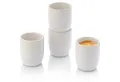 SÄNGER Becher Korfu Kaffeebecher Set (4-teilig), 4-tlg., Steingut, Creme Farben mit sandiger Maserung, Handmade, Premium Collection