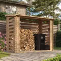 Holz Brennholzregal – 4,3 m3  – B146xL232xH199 cm - Kaminholzregal aussen - Holzhalter für Garten – Fahrrad- Container / Schuppen - Wasserfestes Dach - TIMBELA M202