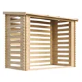 Holz Kaminholzregal TIMBELA M202 - Brennholzregal B232xL146xH199 cm/ 2.63m2 Holzhalter für Garten - Fahrrad Schuppen - Wasserfestes Dach