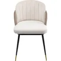 Polsterstuhl Esszimmerstuhl Stuhl Samtoptik Stahl Beine Beige Kare Design