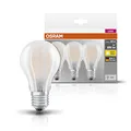 Osram LED Base Classic A, in Kolbenform mit E27-Sockel, Nicht Dimmbar, Ersetzt 60 Watt, Matt, Warmweiß - 2700 Kelvin, 3er-Pack