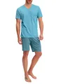 CALIDA Relax Streamline Kurz-Pyjama, Schlafanzug Herren, 100% Baumwolle, atmungsaktiv, hautfreundlich, pflegeleicht Retro Blue 58-60